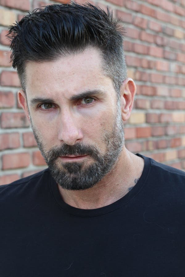 Handsome Man with Neutral Expression Closeup Stock Image Image of