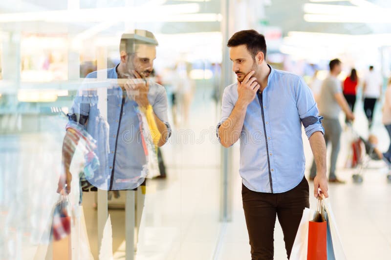 Handsome Man Shopping Clothes Stock Photo Image of commercial