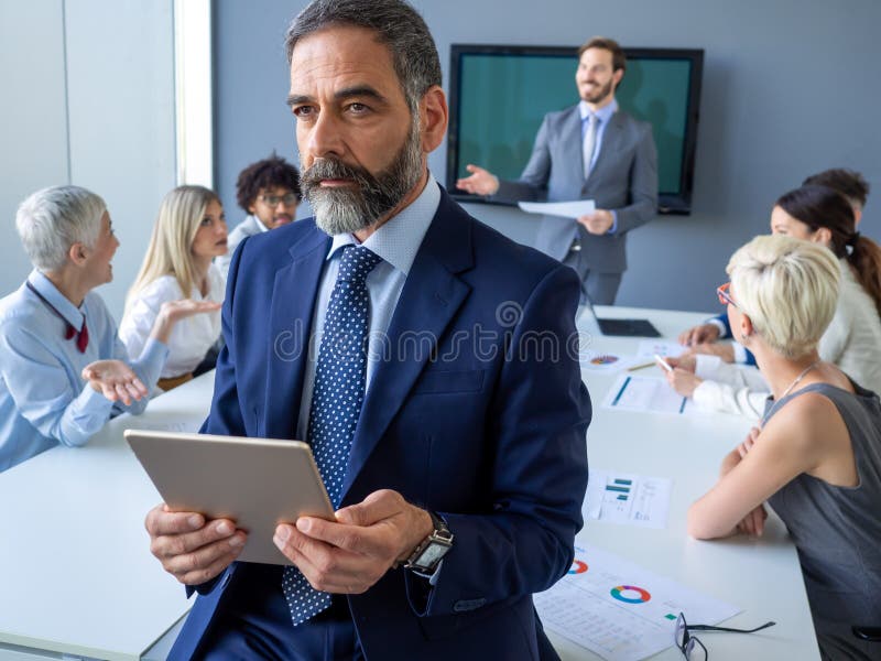 Handsome Mature Businessman, Leader Working in the Office Stock Image ...