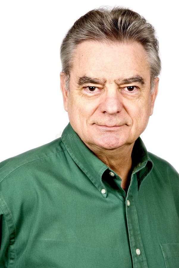 Handsome Mature Man in Green Shirt stock images