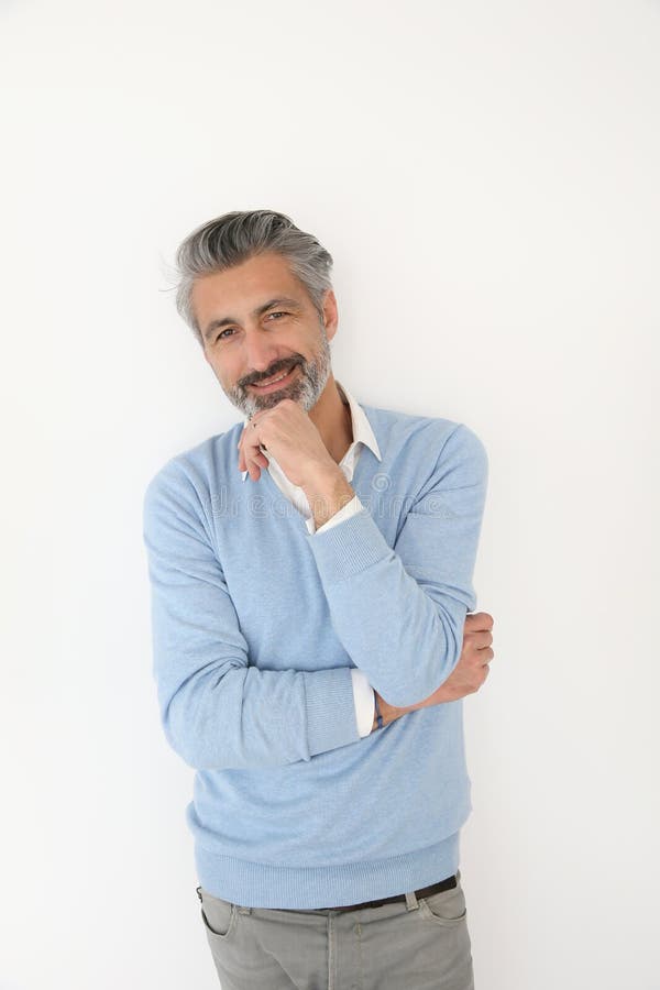 Handsome mature man standing isolated royalty free stock images