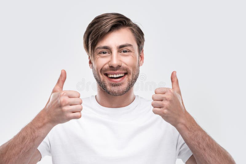 Handsome Smiling Man Showing Thumbs Up Stock Illustration ...