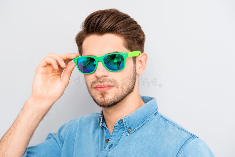 Handsome Stylish Young Man Holding Glasses Stock Image - Image of male ...