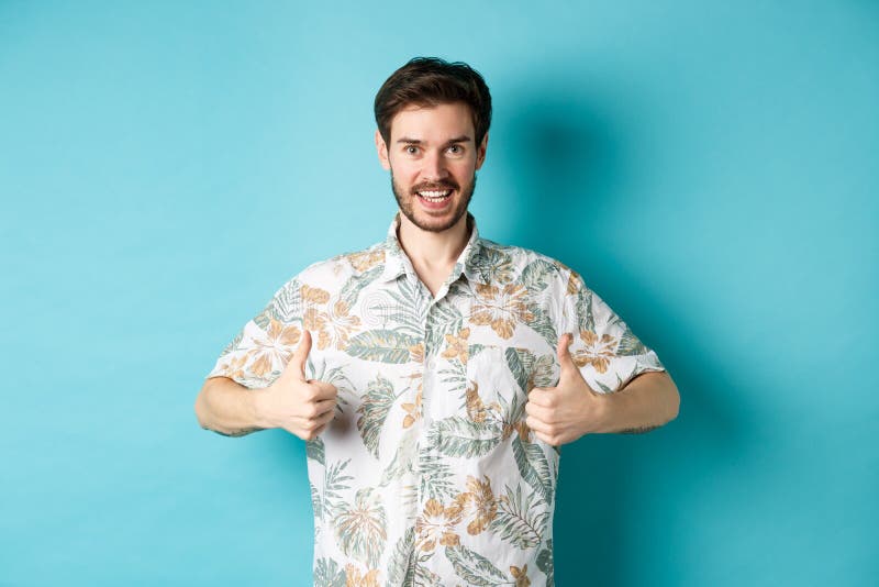 Handsome Tourist Showing Thumbs Up and Say Yes, Praising Good Tourism ...