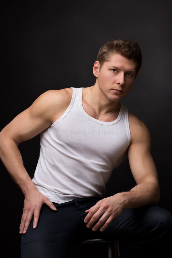 Handsome in White Undershirt Stock Photo - Image of singlet, male: 39295564