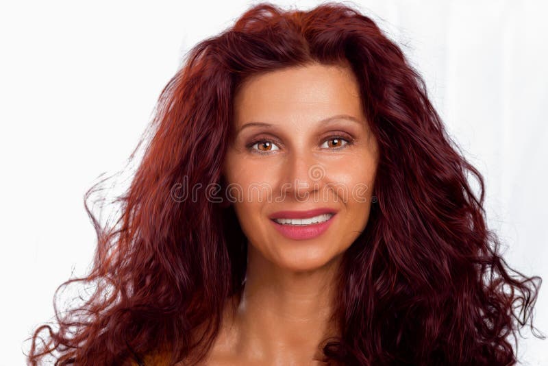 Handsome woman smiling. Closeup of woman smiling with Middle Eastern somatic features royalty free stock photography