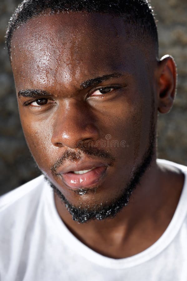 Handsome Young Black Man with Sweat Dripping Down Face Stock Image - Image  of modern, attitude: 51071989