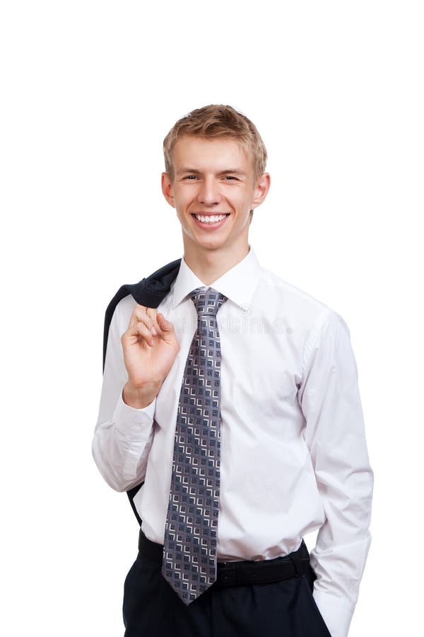 Handsome young business man happy smile stock photos