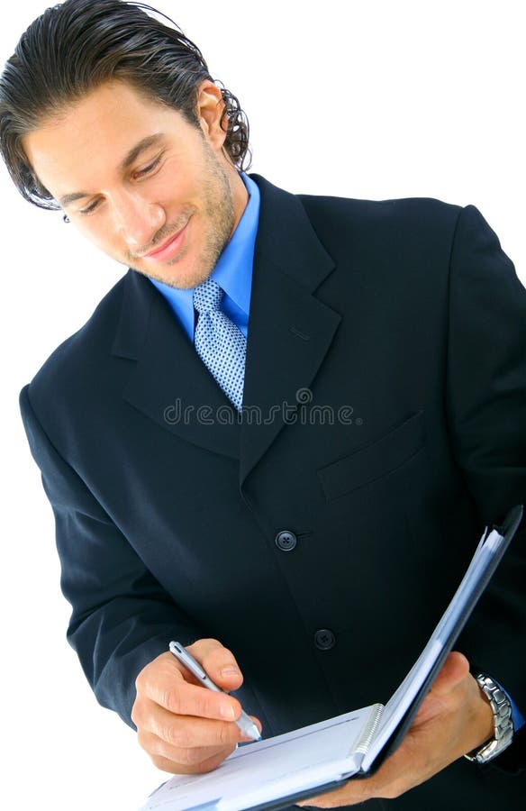 Handsome Young Businessman Fill His Agenda