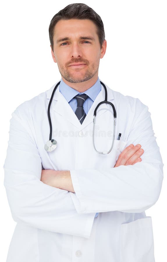 Handsome Young Doctor with Arms Crossed Stock Photo Image of serious