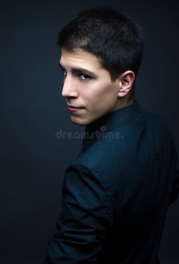 Portrait of a Young Vampire Man with Black Sweater Stock Image - Image ...