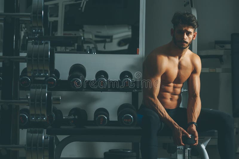 Lingerie gym handsome solo