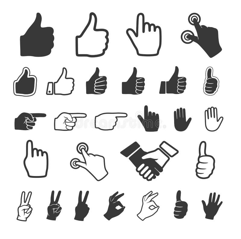 Handsymbol. Vektoruppsättning. royaltyfri illustrationer Handsymbol. Vektoruppsättning. royaltyfri illustrationer