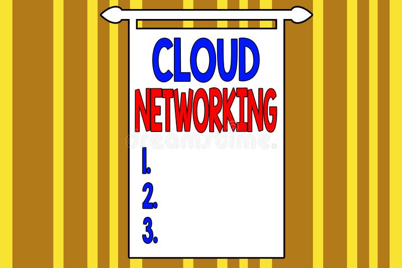 Handteksten schrijven Cloud Networking Concept betekent het betrekken en het gebruik van één of meerdere netwerkmiddelen stock illustratie Handteksten schrijven Cloud Networking Concept betekent het betrekken en het gebruik van één of meerdere netwerkmiddelen stock illustratie