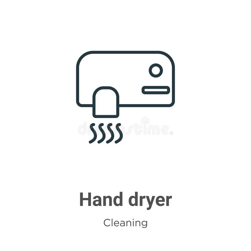 Handtrockner-Umriss Dünne Linie schwarzer Handtrockner Icon, flache Vektor einfache Element Abbildung aus bearbeitbaren Reinigung stock abbildung