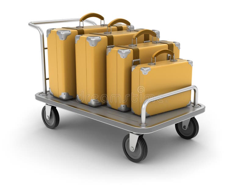 Handtruck and Suitcases (clipping Path Included) Stock Illustration