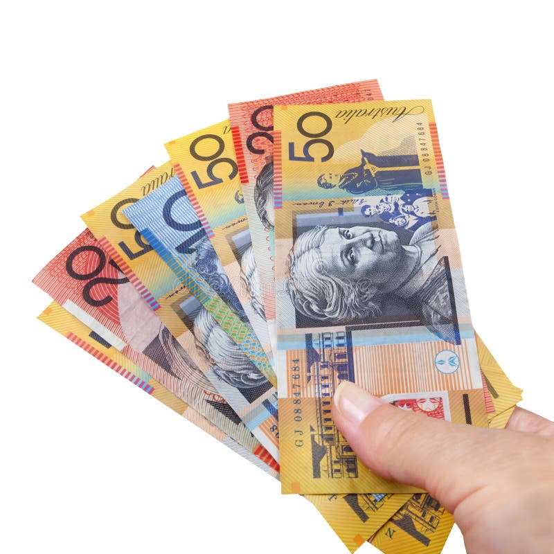 Handvol van Australisch Geïsoleerd Geld