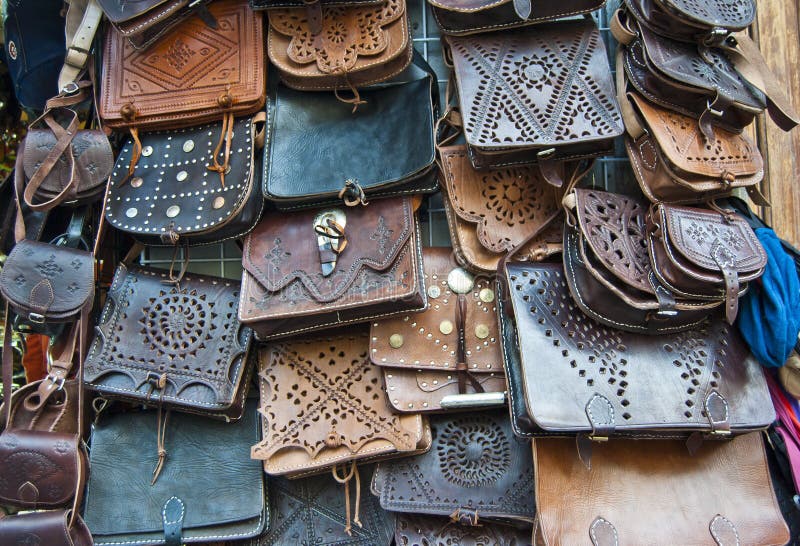 Läderhandväskor royaltyfria foton
