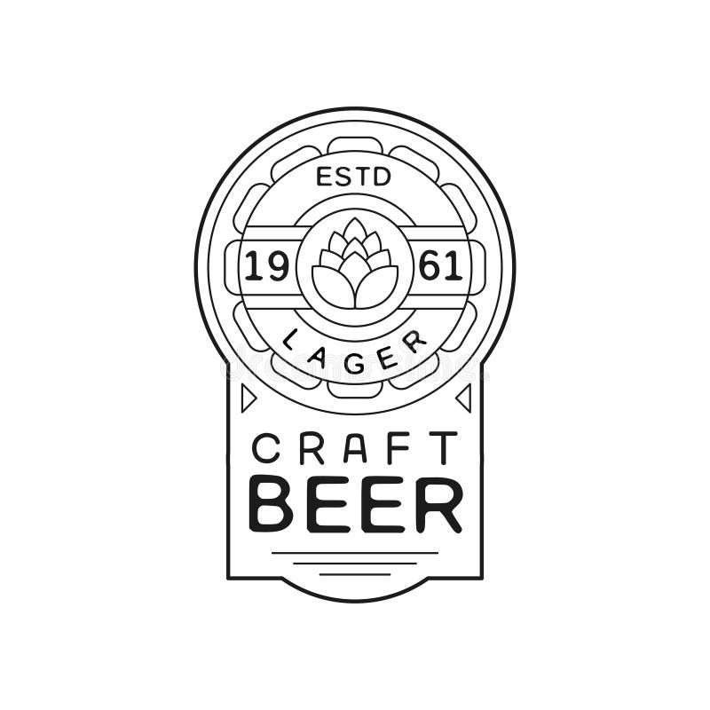 Handwerksbierweinlese-Aufkleberdesign, Lageremblem estd 1961, Ausweis-Vektor Illustration der Alkoholindustrie einfarbige auf a stock abbildung Handwerksbierweinlese-Aufkleberdesign, Lageremblem estd 1961, Ausweis-Vektor Illustration der Alkoholindustrie einfarbige auf a stock abbildung