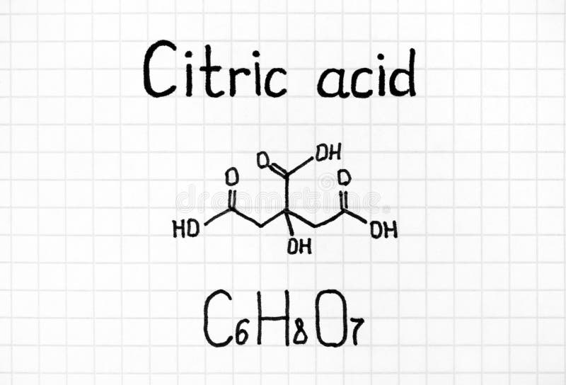 Handwriting Chemical Formula of Citric Acid Stock Image Image of