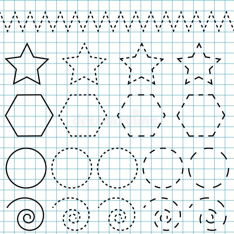 Handwriting Practice Sheet. Educational Children Game, Printable Worksheet  For Kids. Writing Training Printable Worksheet With Circles And Polygonal  Shapes Royalty Free SVG, Cliparts, Vectors, and Stock Illustration. Image  97247565.