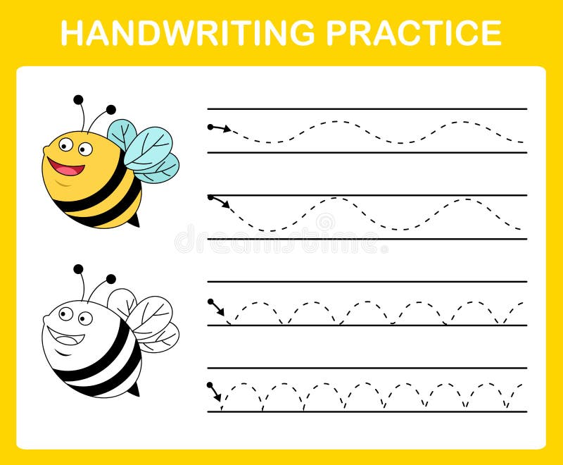 Handwriting practice sheet stock illustration