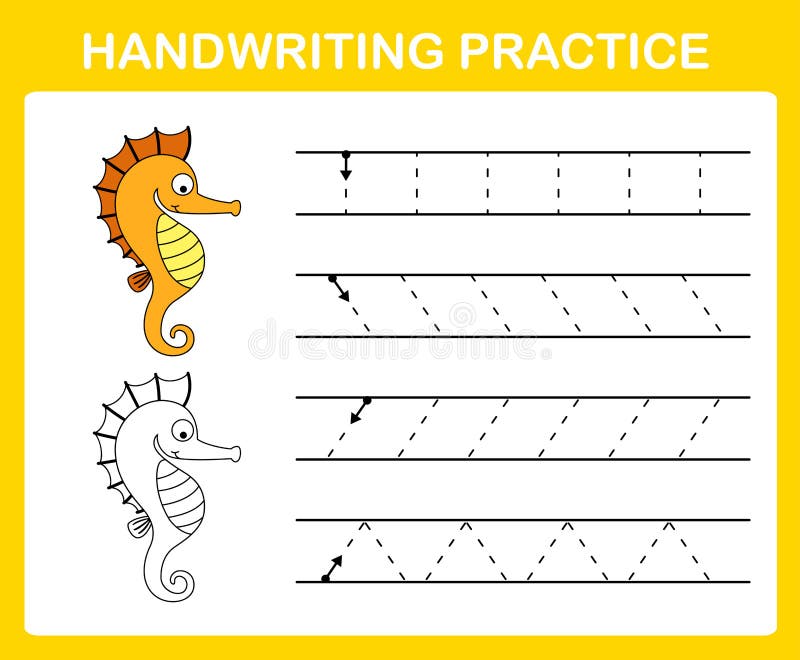 Handwriting practice sheet vector illustration