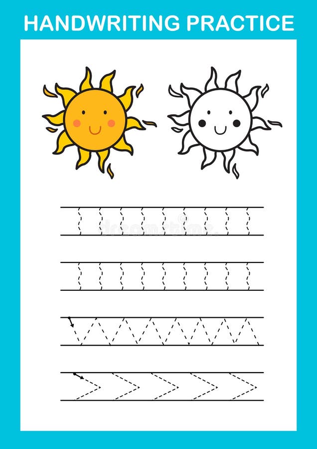 Handwriting practice sheet vector illustration