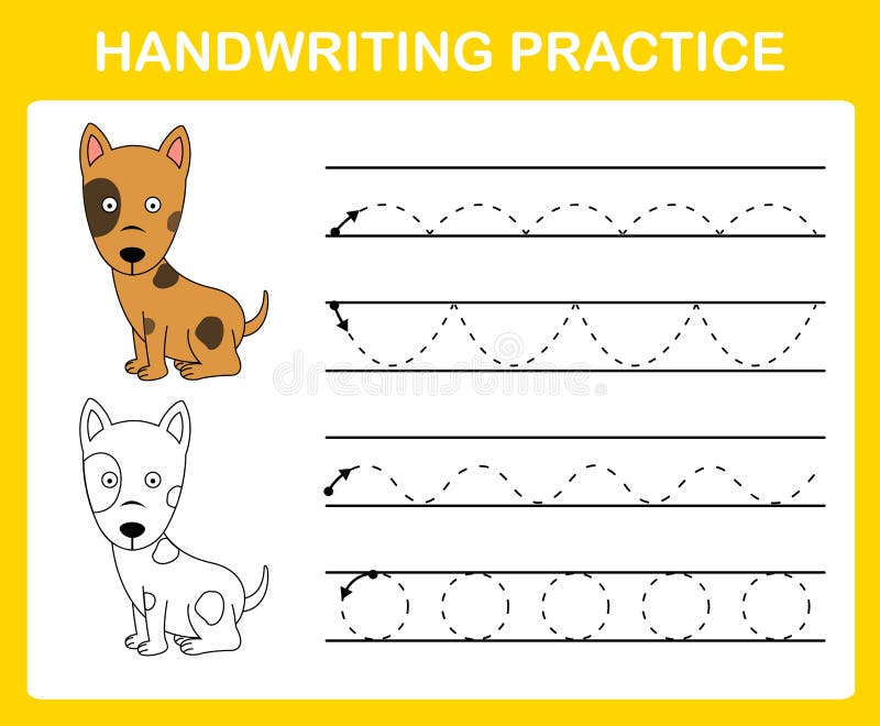 Handwriting practice sheet vector illustration