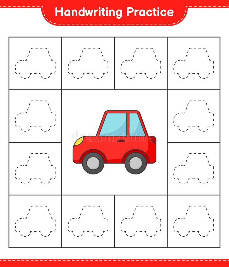 Handwriting practice. Tracing lines of Car. Educational children game, printable worksheet, vector illustration vector illustration