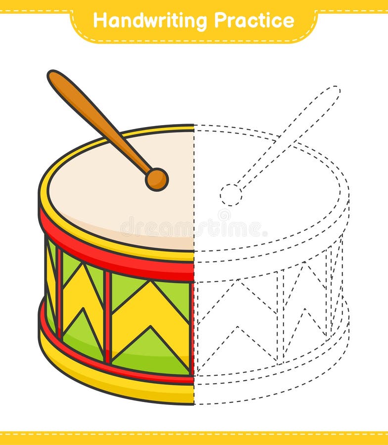 Handwriting practice. Tracing lines of Drum. Educational children game, printable worksheet, vector illustration vector illustration