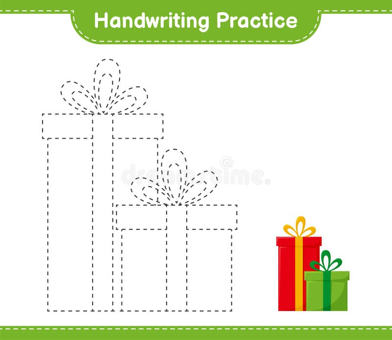 Handwriting practice. Tracing lines of Gift Boxes. Educational children game royalty free illustration