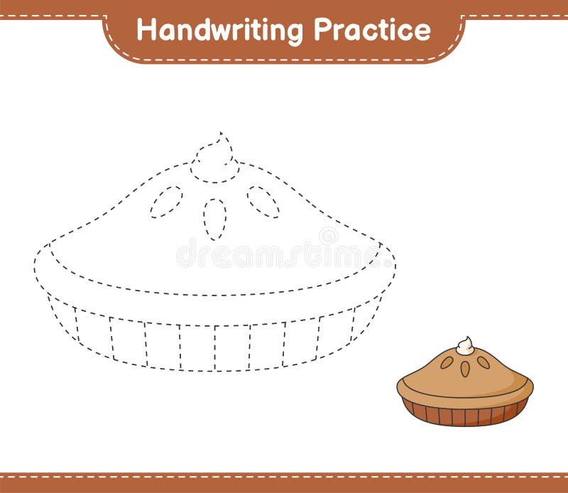 Handwriting practice. Tracing lines of Pie. Educational children game, printable worksheet, vector illustration stock illustration
