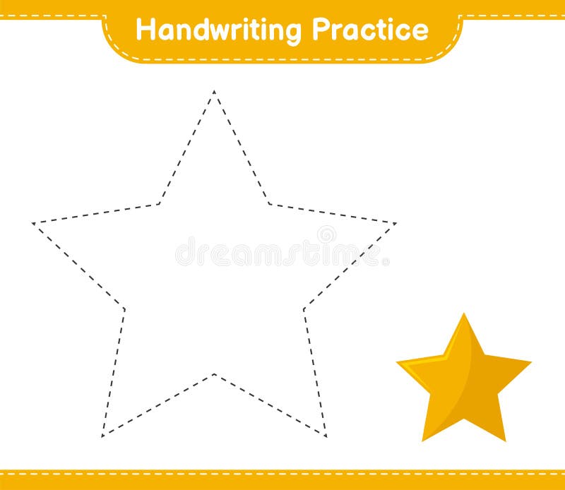 Handwriting practice. Tracing lines of Stars. Educational children game stock illustration
