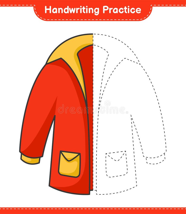 Handwriting practice. Tracing lines of Warm Clothes. Educational children game, printable worksheet, vector illustration royalty free illustration