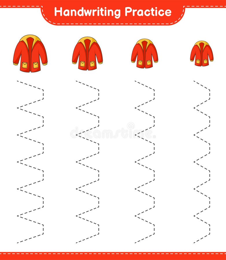 Handwriting practice. Tracing lines of Warm Clothes. Educational children game, printable worksheet, vector illustration vector illustration