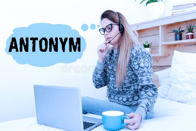 Handwriting text Antonym. Business concept word or phrase whose meaning is the opposite of another word Entrepreneur royalty free stock photo