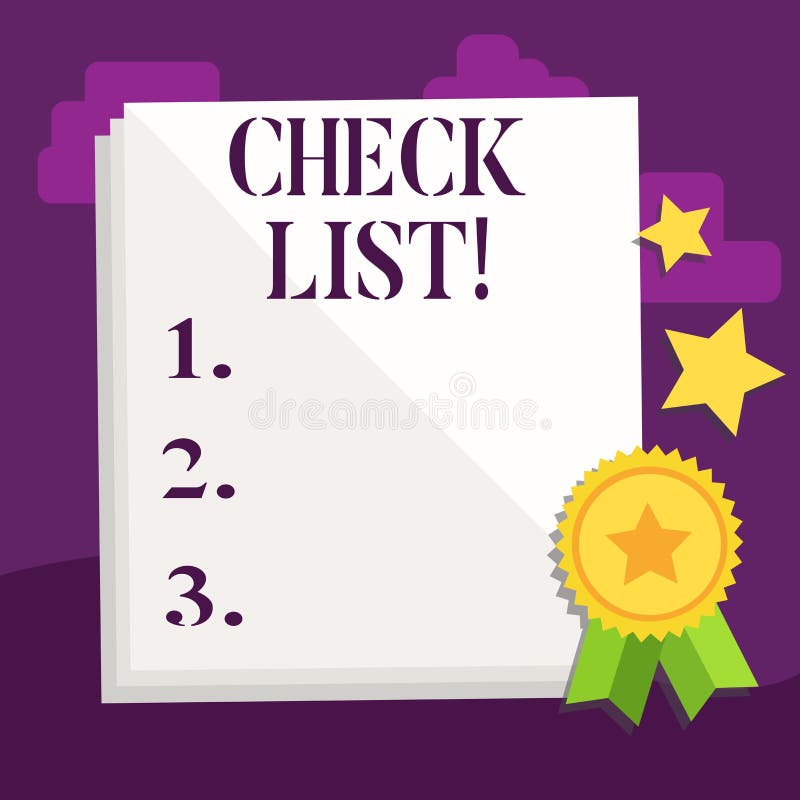 Handwriting Text Check List. Concept Meaning Items Required Things To