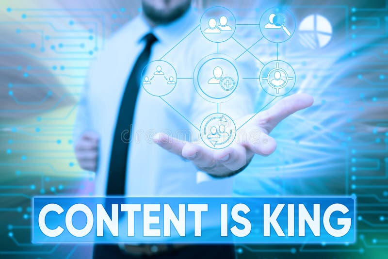 Handwriting text Content Is King. Word Written on believe that content is central to the success of a website Gentelman stock photos