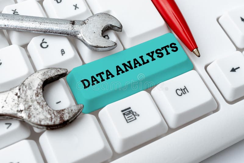 Text sign showing Data Analysts. Word Written on Programmer Design and Create Report Identifies patterns Writing. Handwriting text Data Analysts, Word for Programmer Design and Create Report Identifies patterns Writing Comments On A Social Media Post, Typing Interesting New Article