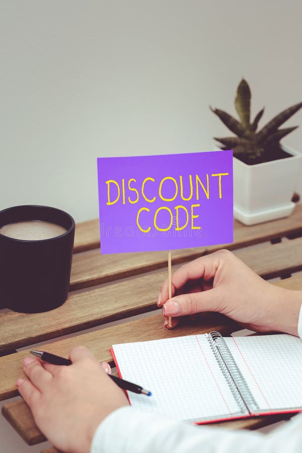 Handwriting Text Discount Code. Business Showcase To Reduce the Price