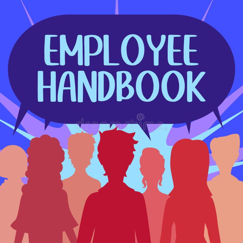 Sign Displaying Employee Handbook. Word for Document that Contains an