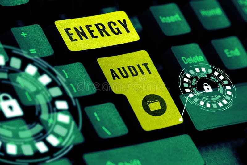Handwriting text Energy Audit. Word for assessment of the energy needs and efficiency of a building royalty free stock photography