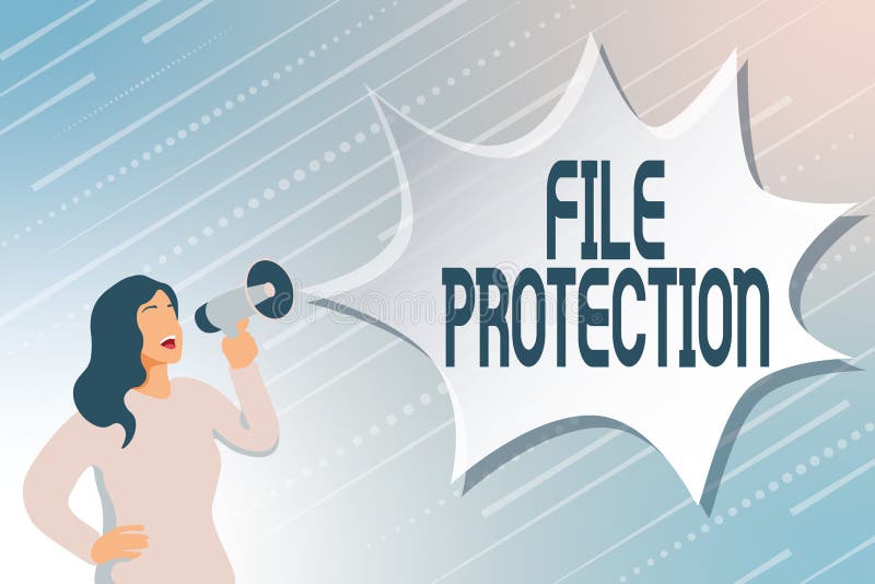 Handwriting text File Protection. Conceptual photo Preventing accidental erasing of data using storage medium Modern royalty free illustration