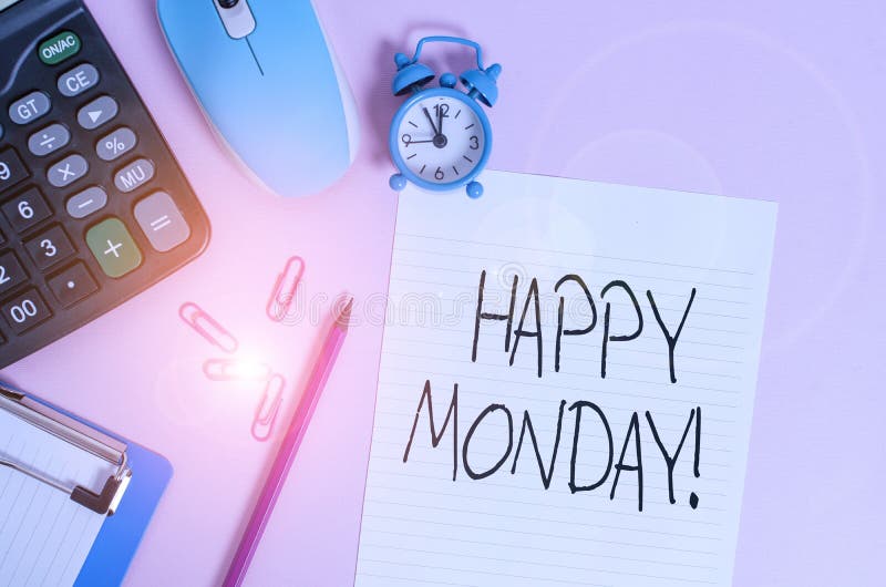 Handwriting text Happy Monday. Concept meaning telling that demonstrating order to wish him great new week Calculator royalty free stock images Handwriting text Happy Monday. Concept meaning telling that demonstrating order to wish him great new week Calculator royalty free stock images
