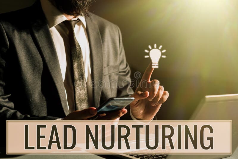 Handwriting Text Lead Nurturing. Concept Meaning Method of Building a