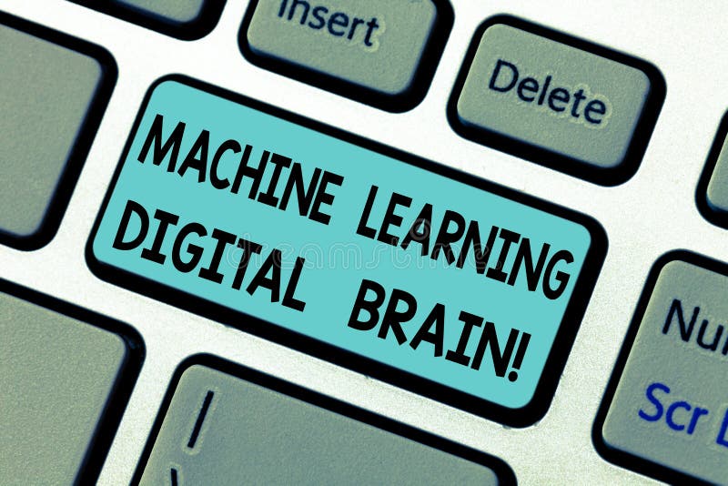 Handwriting text Machine Learning Digital Brain. Concept meaning Artificial Intelligence Digital education Keyboard key stock images Handwriting text Machine Learning Digital Brain. Concept meaning Artificial Intelligence Digital education Keyboard key stock images
