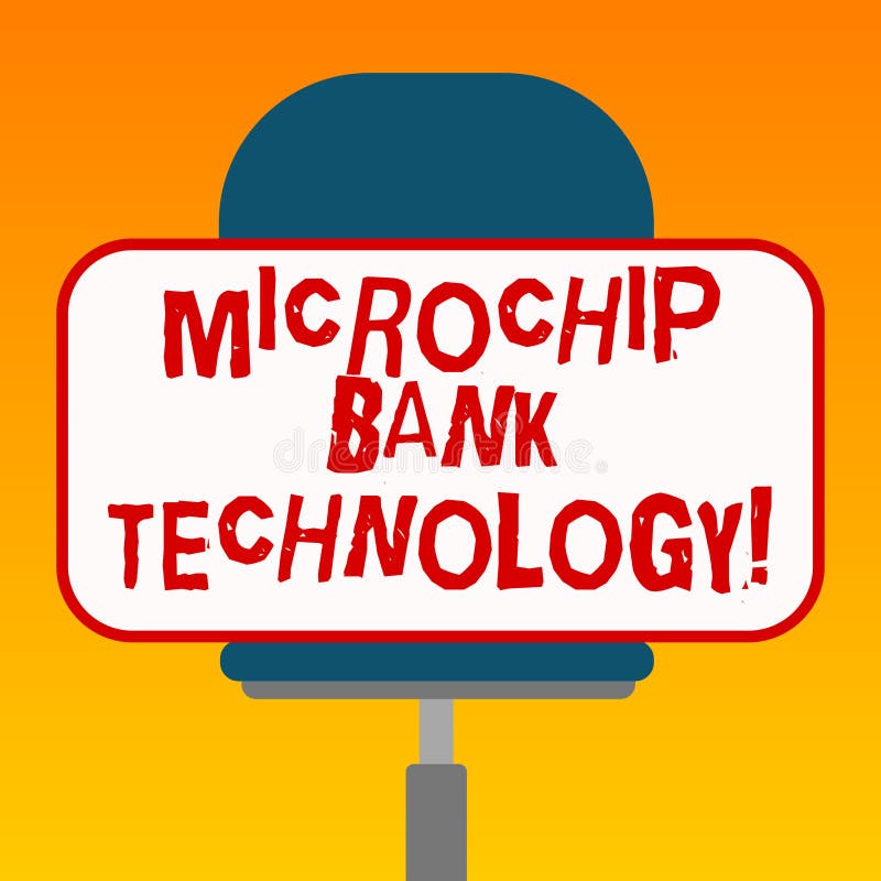 Handwriting Text Microchip Bank Technology. Concept Meaning Binary