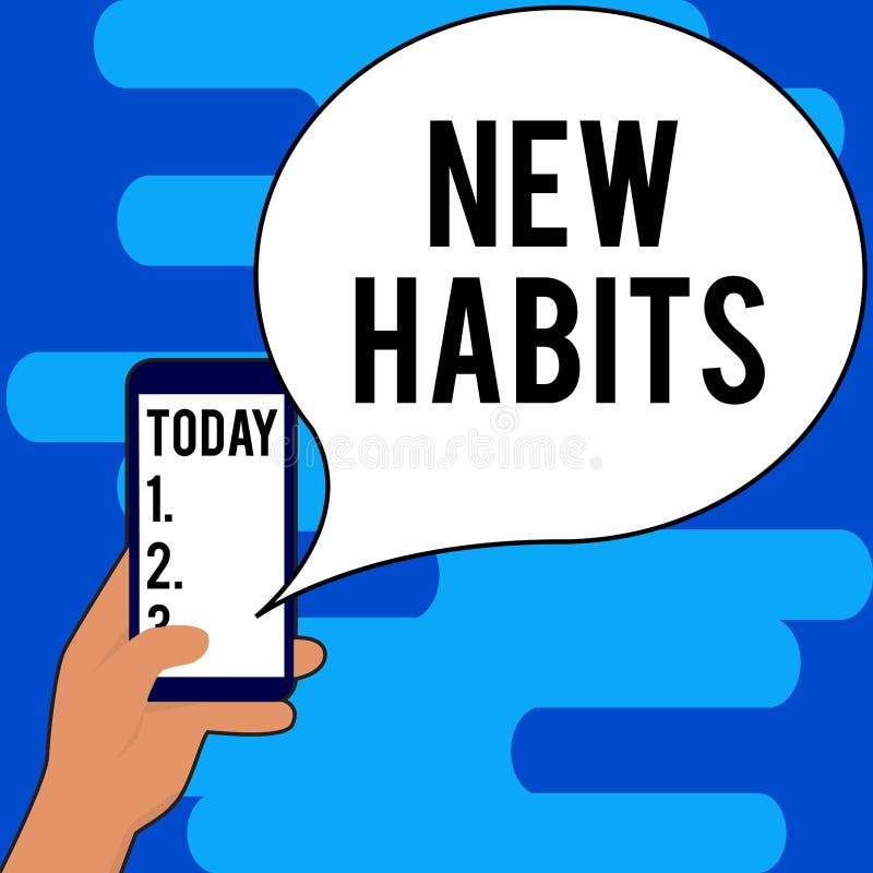 Handwriting text New Habits. Business concept change the routine of behavior that is repeated regularly stock illustration