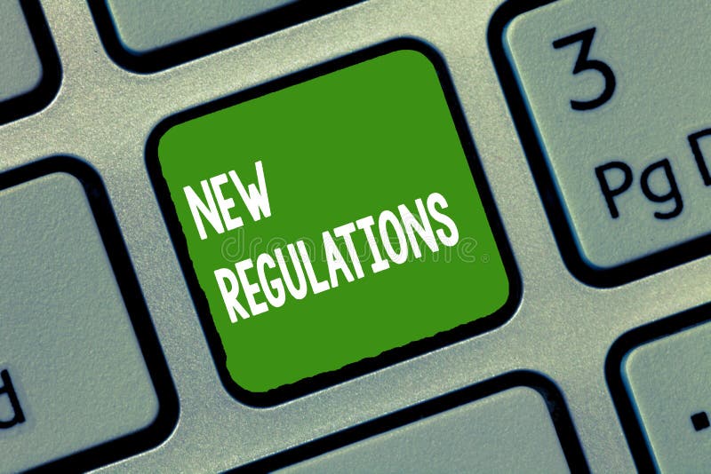 Handwriting Text New Regulations. Concept Meaning Regulation